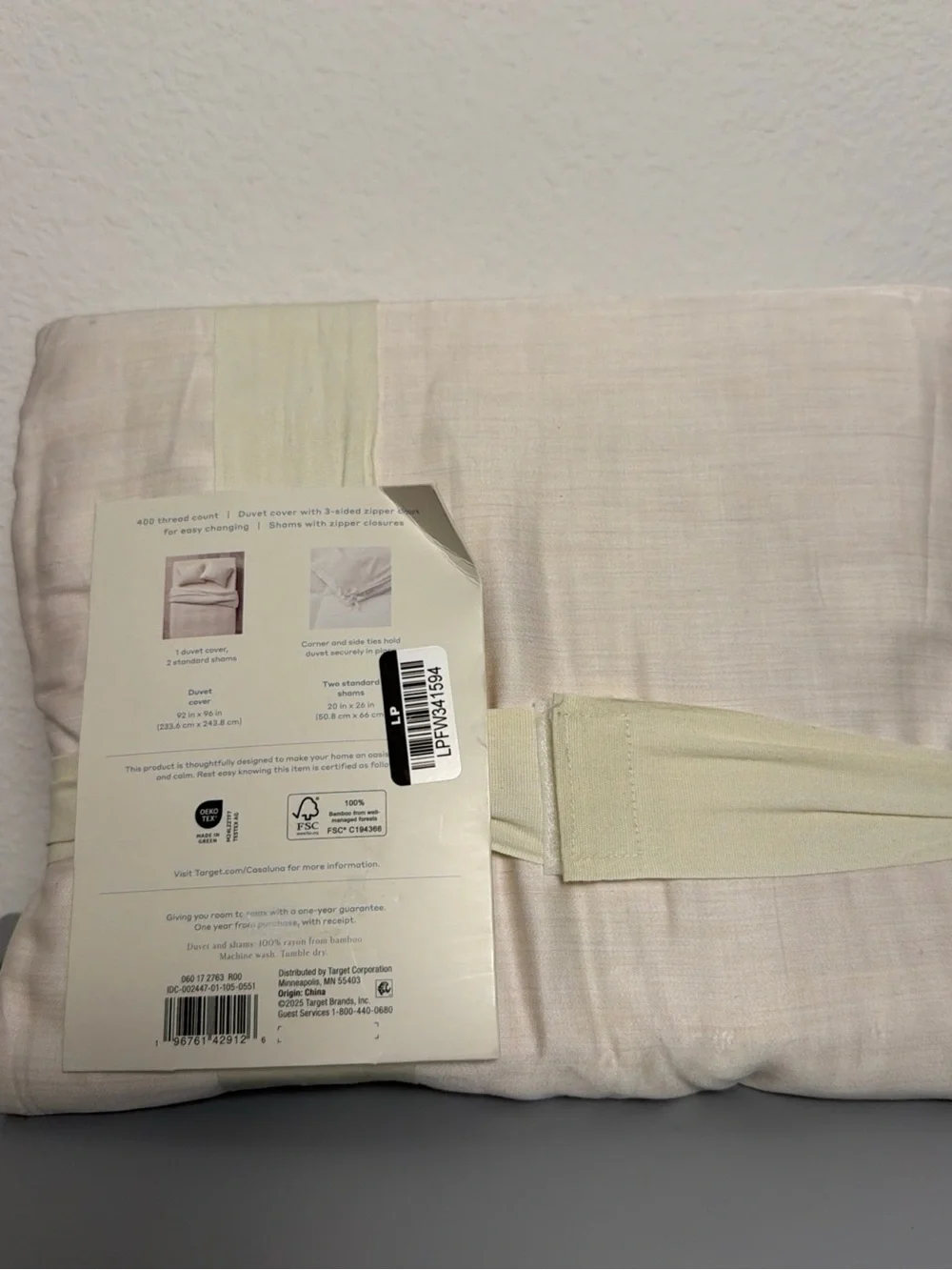 Full/Queen Rayon from Bamboo Duvet Set Natural - Casaluna new